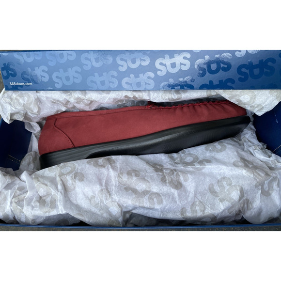 SAS Womens 10M Red Tetris Moccasin Leather Slip-On Comfort Heritage Loafers NWB - Picture 10 of 11